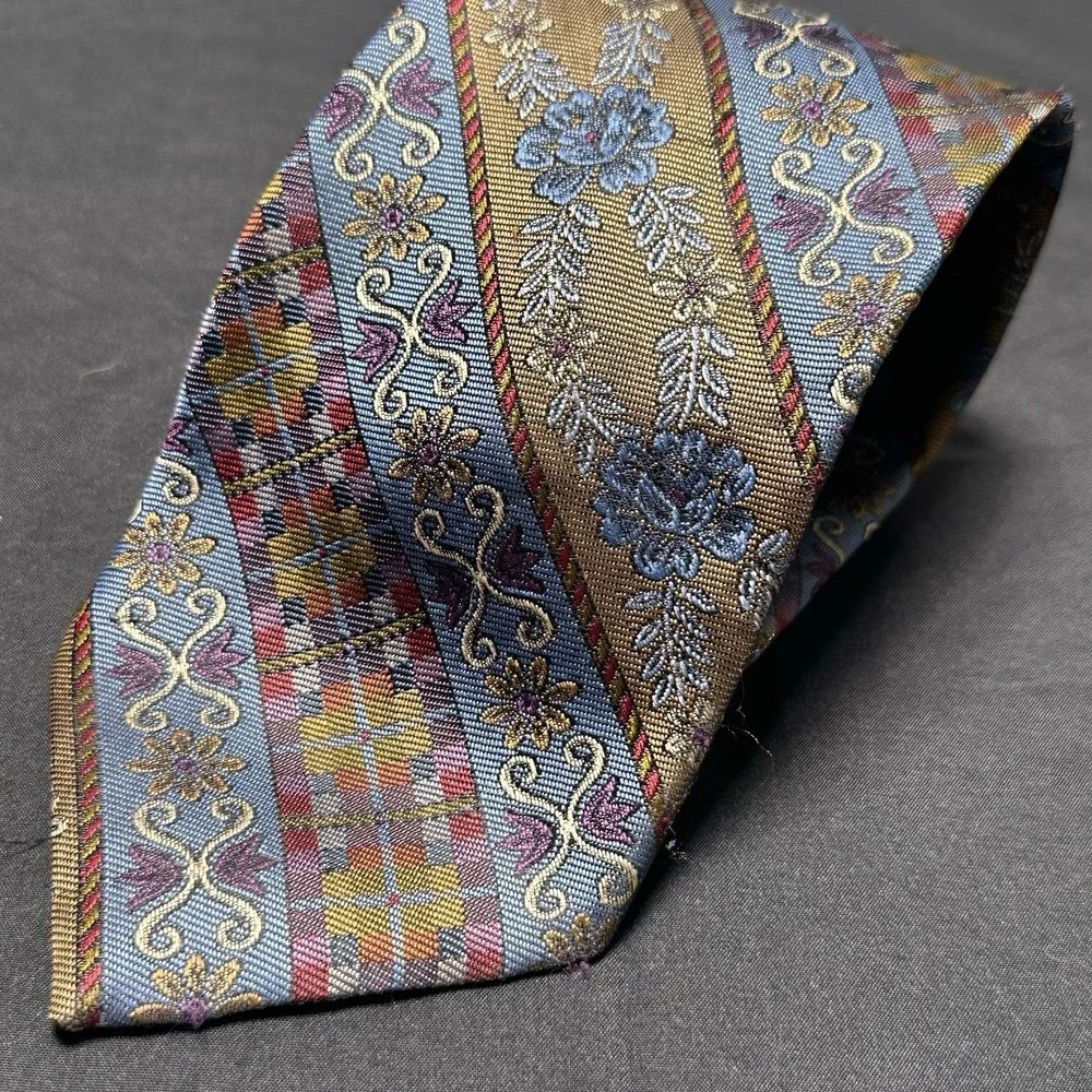 Bracers Tie Floral Geometric Paisley Print‎ Spring Daisies Woven Summer Colorful